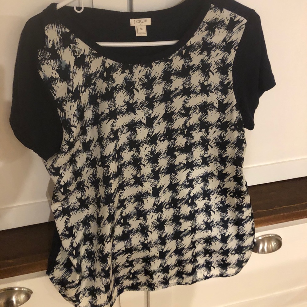 Jcrew brush stroke t shirt navy and white M